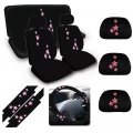 Multi B A Set Of 14 Piece Automotive Gift 11 Wheel Cover 1 Rear Seat 2 Shoulder Pads Front Covers 3 Head Rest Flora 