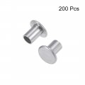 Uxcell 200 Pcs 3mm X 4mm Aluminum Flat Head Semi-tubular Rivets Silver Tone
