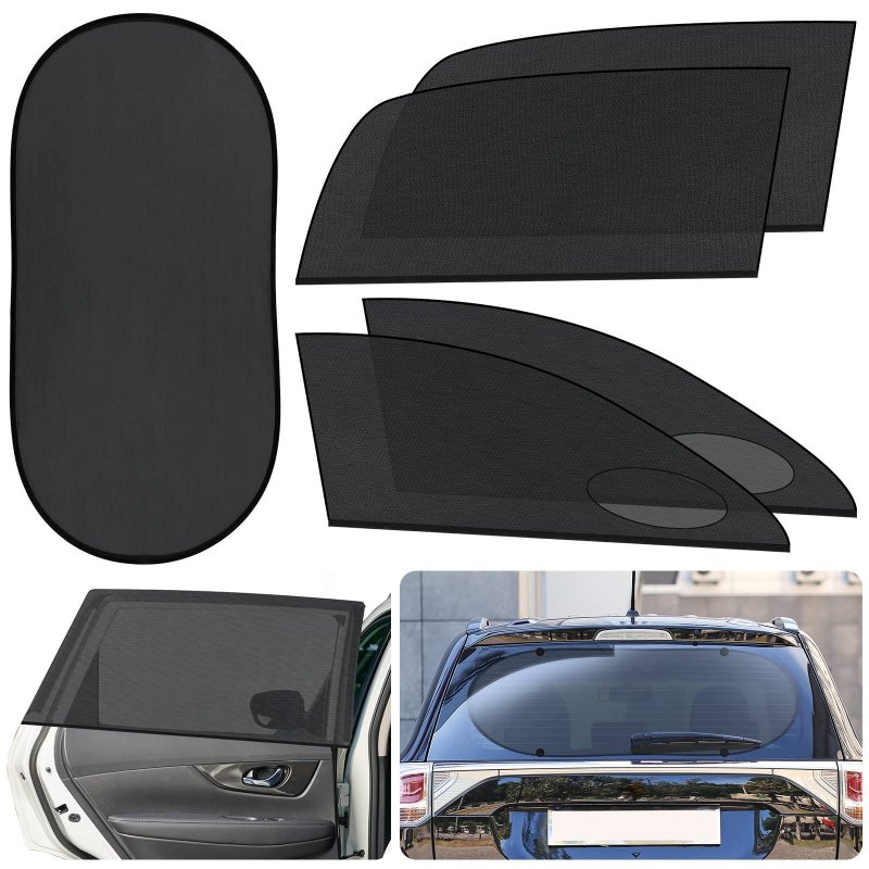 Car Window Screens Mosquito Net 5 Pack Breathable Mesh Sunshade For Camping And Privacy Uv Protection Auto Rear Side Covers