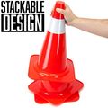 15 High Hat Cones In Fluorescent Orange With Reflective Sleeve For Indoor Outdoor Traffic Work Area Safety Marker Agility Sport