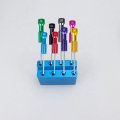 Lab Denture Implant Abutment Screwdrivers 8pcs Per Kit With Base Blue
