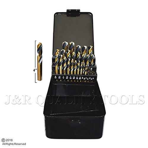 29 Piece Stubby Industrial Black And Gold Drill Bit Set 135 Degrees Split Point6 To 1 2 1 64 In Increments With Metal Case