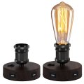 Jorunhe Usb Bedside Lamp Industrial Table With 2 Ports Small Vintage Desk For Bedroom Office Living Room Without Bulb Brown 