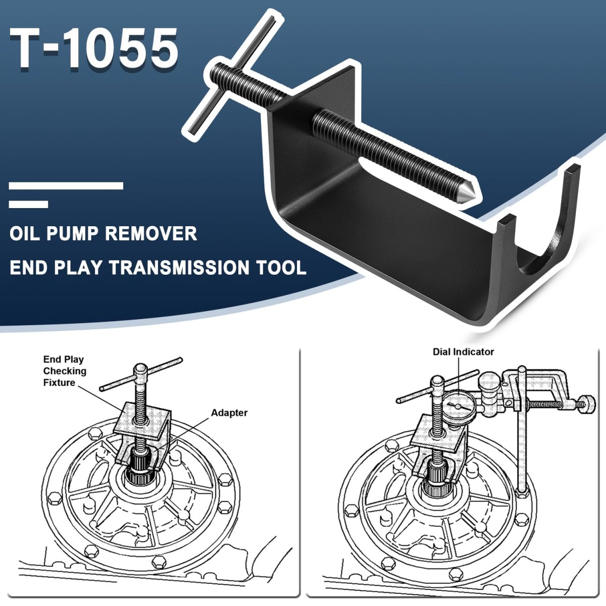 T-1055 Oil Pump Remover And End Play Transmission Tool Heavy Duty Steel Replacement For J-24773-a Gm 4l60e 4l60 700-r4 3l80 400