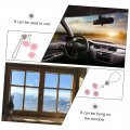 Favomoto 2 Pieces Car Charm Pendant Rhinestone Auto Rearview Mirrors Fluffy Charm Child Purple Amulet