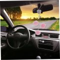 Favomoto 2 Pieces Car Charm Pendant Rhinestone Auto Rearview Mirrors Fluffy Charm Child Purple Amulet