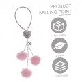 Favomoto 2 Pieces Car Charm Pendant Rhinestone Auto Rearview Mirrors Fluffy Charm Child Purple Amulet