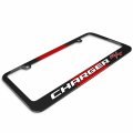 Dodge Charger R T Racing Stripe Black Metal License Plate Frame 12 In X 6 Powder Coated Cast Zinc With Screw Covers
