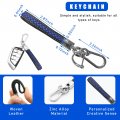 Dickno Microfiber Leather Car Keychain 360 Degree Rotatable Auto Key Fob Holder With Anti-lost D-ring For Men And Women Blue