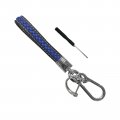 Dickno Microfiber Leather Car Keychain 360 Degree Rotatable Auto Key Fob Holder With Anti-lost D-ring For Men And Women Blue 
