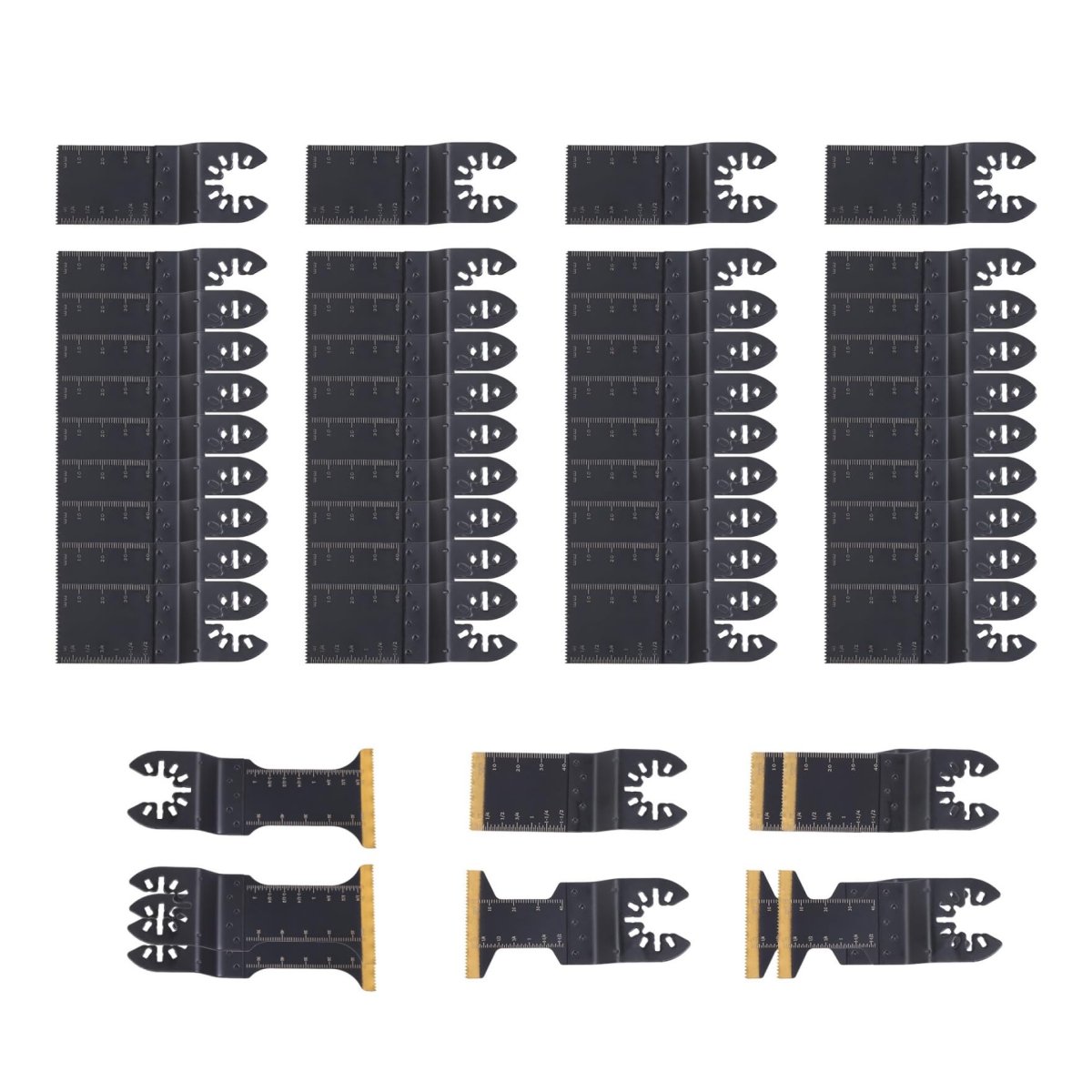 49 Piece Oscillating Multitool Blades Metal Cutting Set Universal Saw Blade Kit With 1 38 In And 75 Standard Titanium Coated