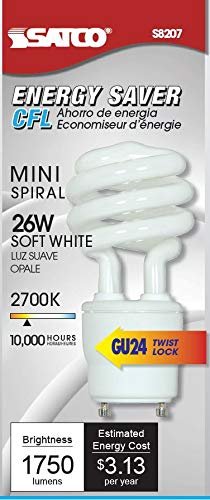 Satco S8207 26 Watt Mini Spiral Compact Fluorescent Lamp 2700k 6 Pack