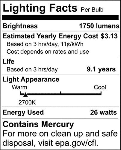 Satco S8207 26 Watt Mini Spiral Compact Fluorescent Lamp 2700k 6 Pack