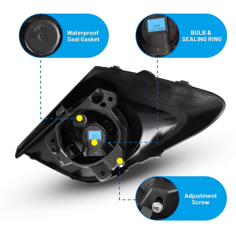 Fog Lights For 2014 2015 2016 Mazda 3 Driver And Passenger Side Replacement Lamp Assembly With H11 Bulbs Waterproof