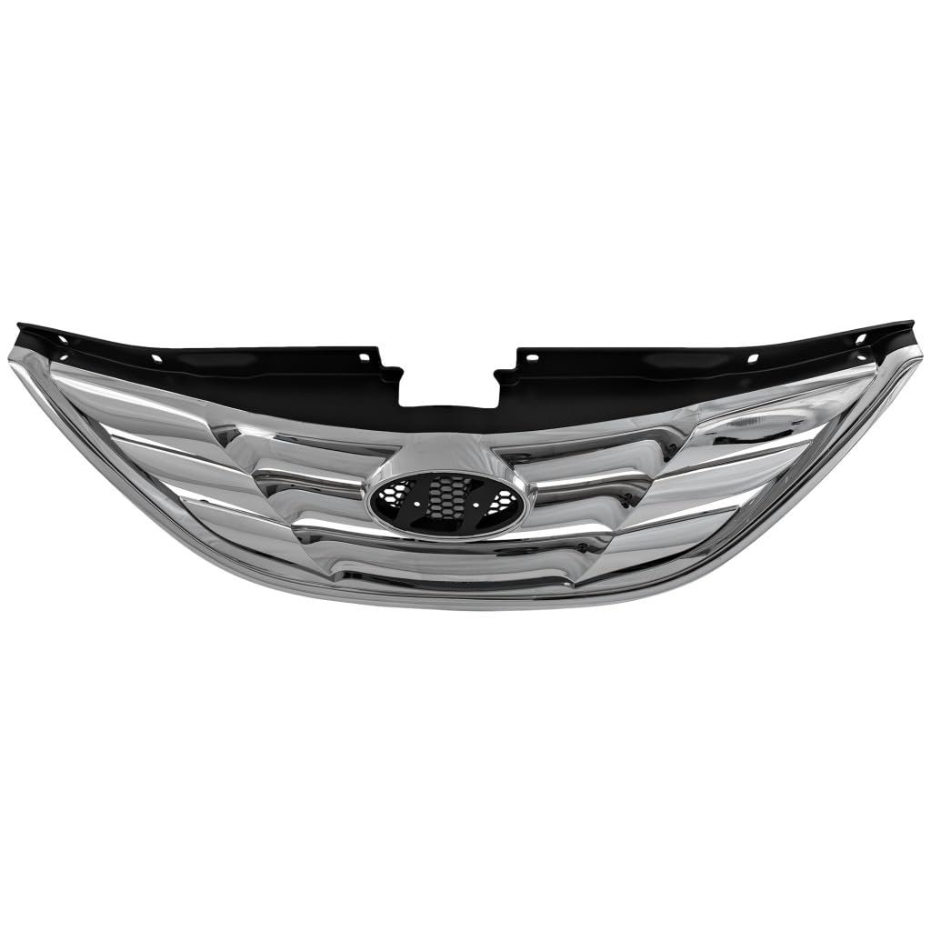 Front Grille Assembly For Hyundai Sonata 2011 2012 2013 Abs Plastic Chrome Shell With Paintable Insert Type 1 Hy1200154