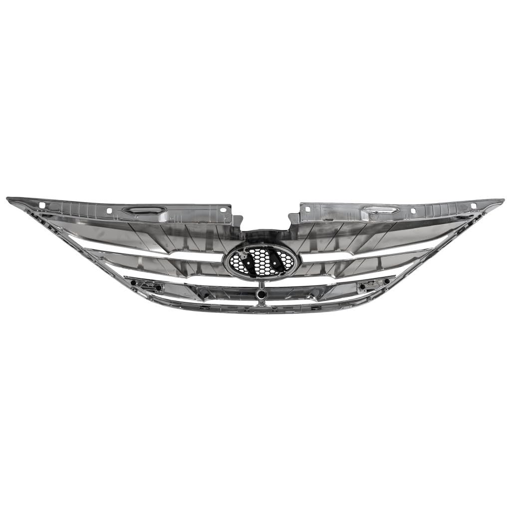 Front Grille Assembly For Hyundai Sonata 2011 2012 2013 Abs Plastic Chrome Shell With Paintable Insert Type 1 Hy1200154