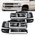 Led Drl Headlights Assembly Front Headlamp For Chevy Silverado 1500 2500 3500 1999-2002 Fit Suburban Tahoe 2000-2006 Clear Lens