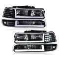 Led Drl Headlights Assembly Front Headlamp For Chevy Silverado 1500 2500 3500 1999-2002 Fit Suburban Tahoe 2000-2006 Clear Lens