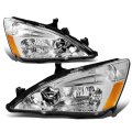 Auto Dynasty Compatible With Honda Accord 4 Door Chrome Lens Headlight Crystal Fog Light