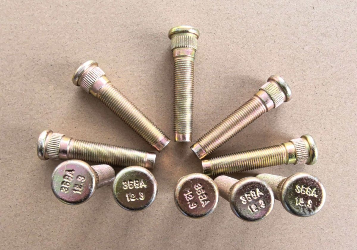 10 Piece Extended Wheel Studs 1 2-20 0 625 In Knurl 2 5 Length For 1949 To 1983 Ford And 1964 1999 Jeep Cherokee Grade 12 9