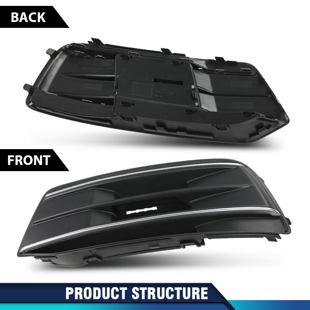 Front Bumper Fog Light Grille Bezel Insert Left Driver Side For Audi Q5 2018 2020 80a807679dru6 80a807245 Black Abs Plastic