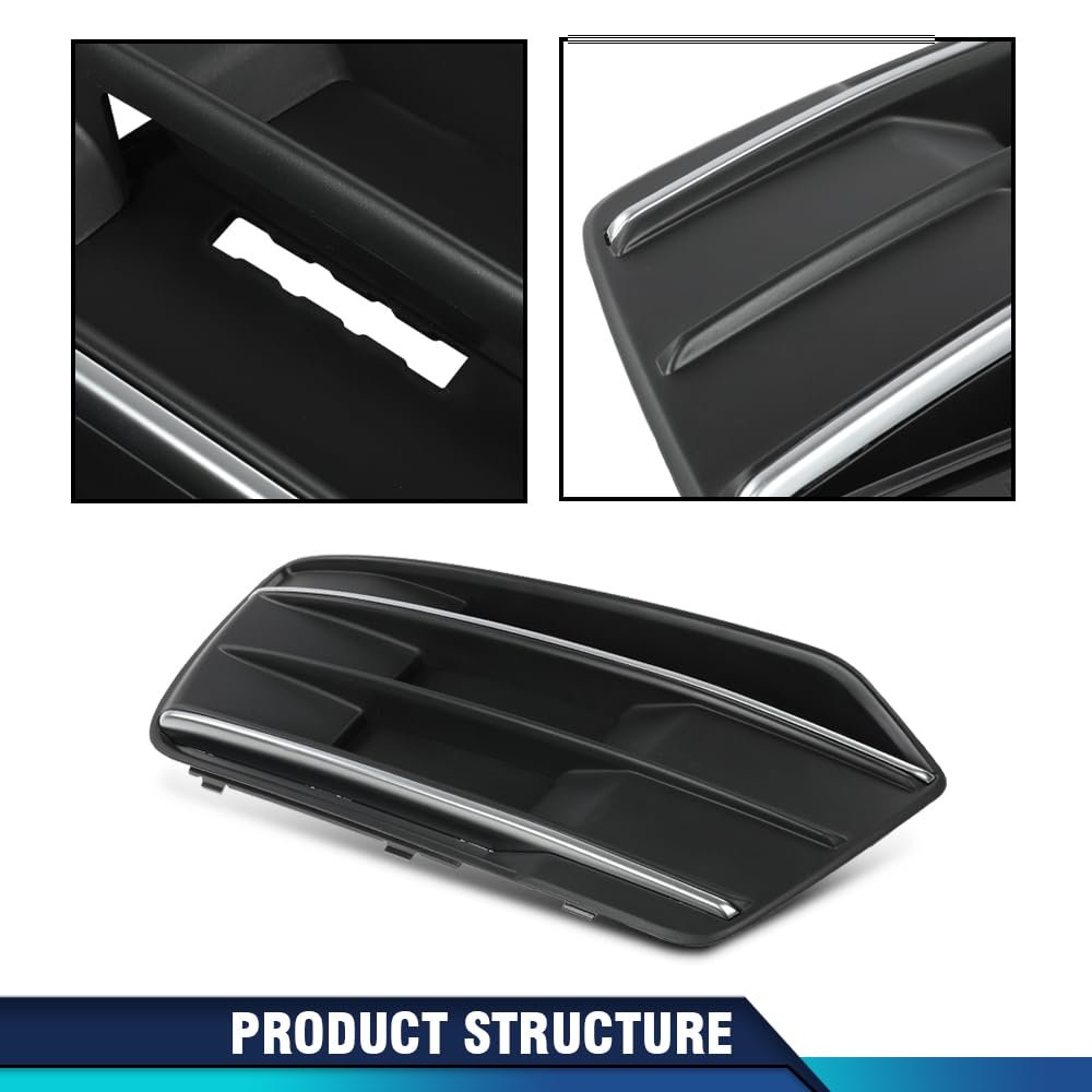 Front Bumper Fog Light Grille Bezel Insert Left Driver Side For Audi Q5 2018 2020 80a807679dru6 80a807245 Black Abs Plastic