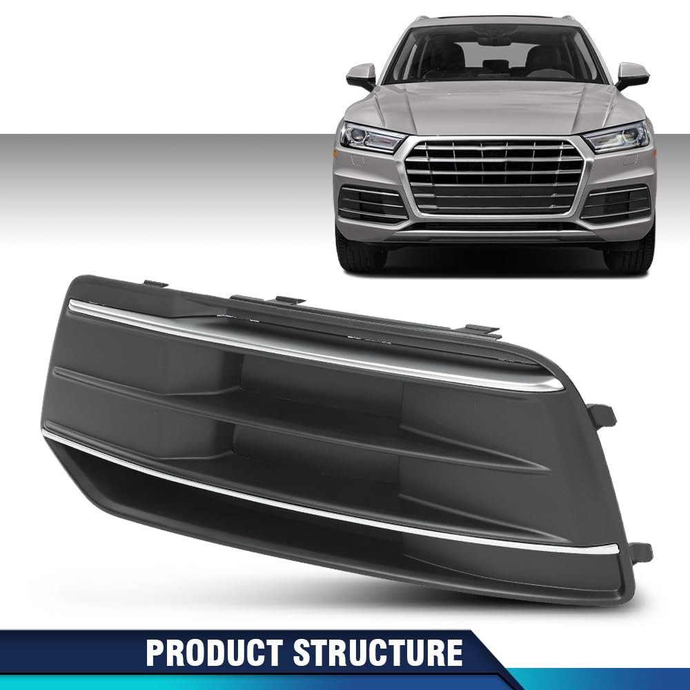 Front Bumper Fog Light Grille Bezel Insert Left Driver Side For Audi Q5 2018 2020 80a807679dru6 80a807245 Black Abs Plastic
