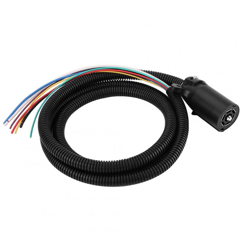 7 Pin Trailer Wiring Harness Blade Molded Connector For Rv Towbar Towing 2 Meter Black