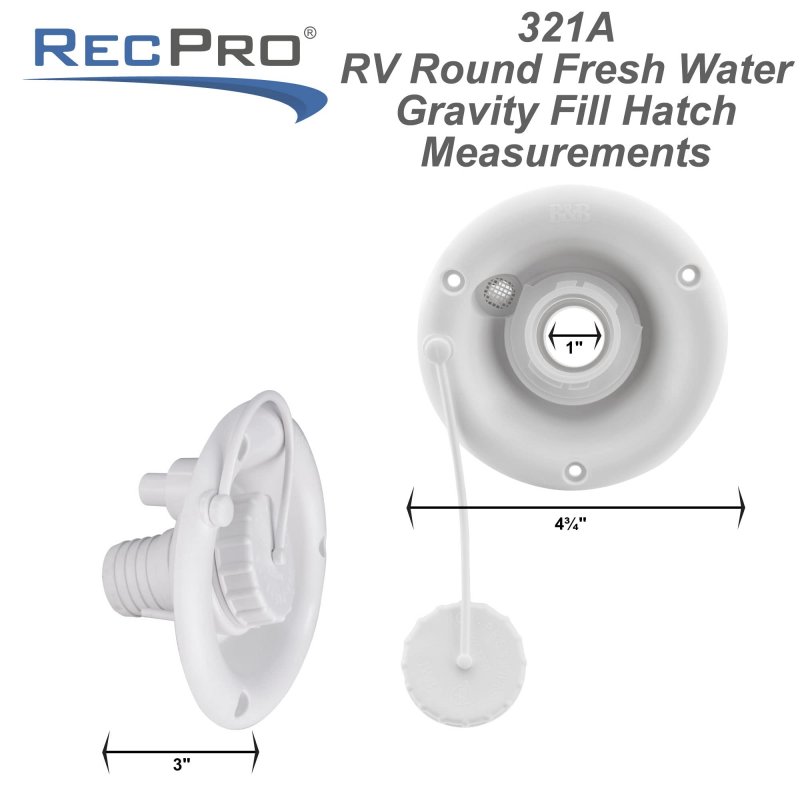 Recpro Rv Round Fresh Water Gravity Fill Hatch Inlet  Camper Trailer White No Quick Made In America