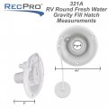 Recpro Rv Round Fresh Water Gravity Fill Hatch Inlet  Camper Trailer White No Quick Made In America