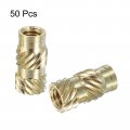 Uxcell Knurled Insert Nuts 50pcs M4 X 12mm L 6mm Od 3d Printing Brass Female Threadeds Heat Set Insert Embedment