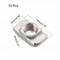 Uxcell Sliding T Slot Nuts M8 Half Round Roll In T-nut For 4545 Series Aluminum Extrusion Profile Carbon Steel Nickel-plated