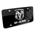 Ram 3d Double Logo Tire Marks Black Stainless Steel License Plate For Dodge Official Licensed 