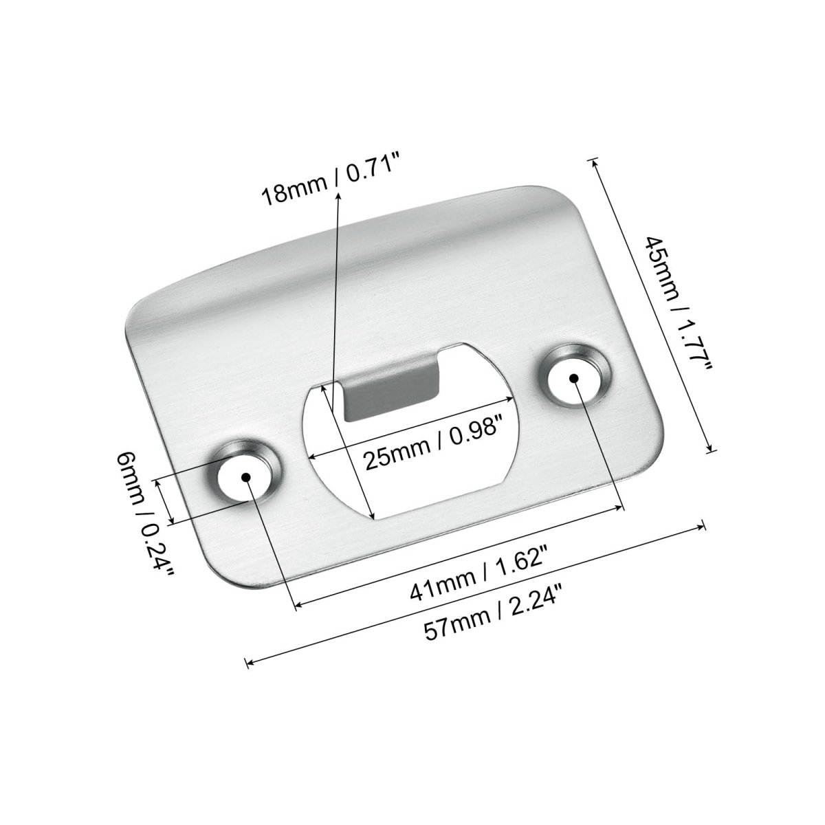 Door Strike Plate 57mm X 45mm Stainless Steel Latch Deadbolt Replacement Lock For Frame Jamb Reinforcement Silver
