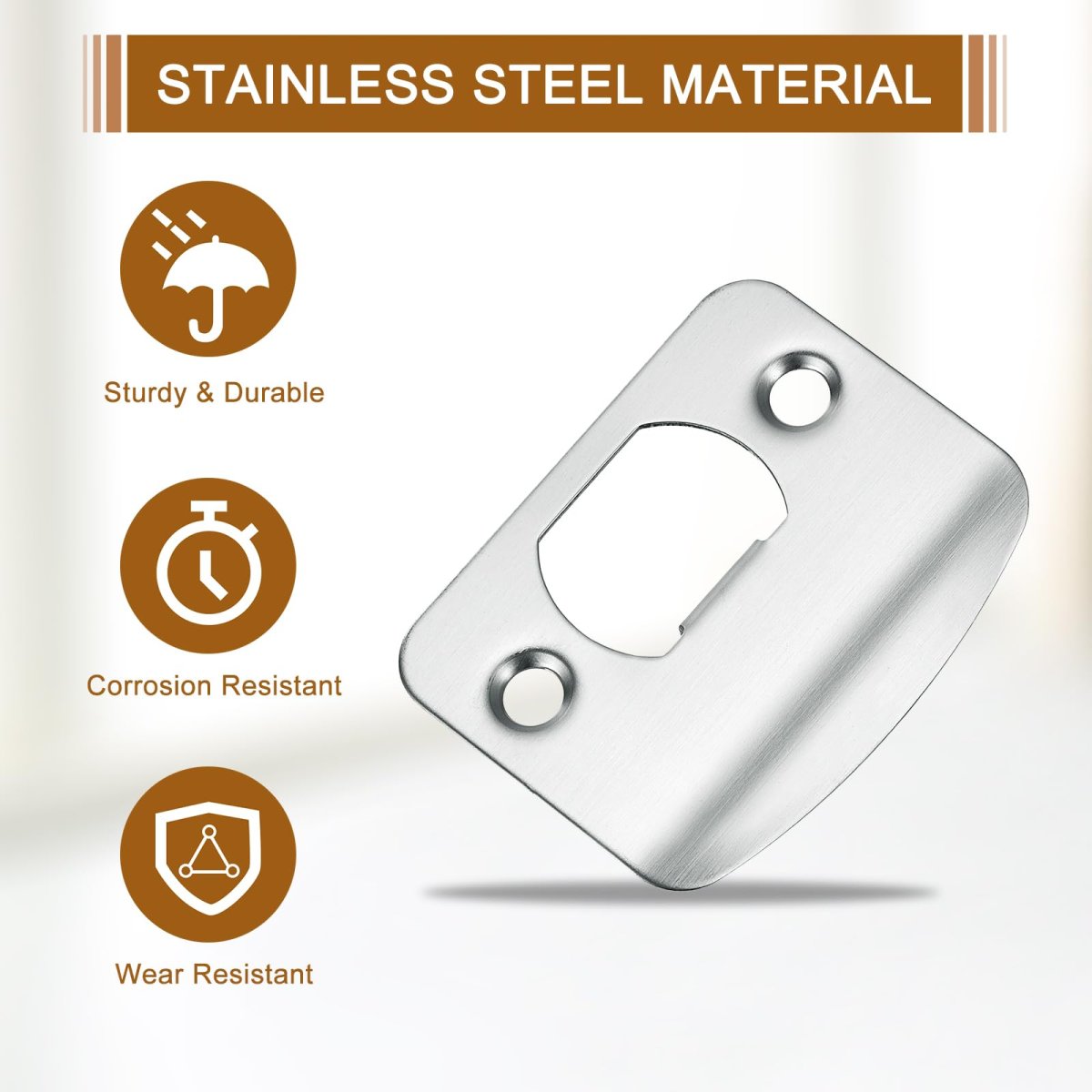 Door Strike Plate 57mm X 45mm Stainless Steel Latch Deadbolt Replacement Lock For Frame Jamb Reinforcement Silver