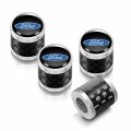 Ipick Image For Ford Logo In Black On Real Carbon Fiber Barrel Silver Aluminum Tire Valve Stem Caps