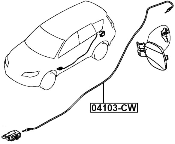 Fuel Lid Lock Control Cable Febest 04103-cw 4vf2072