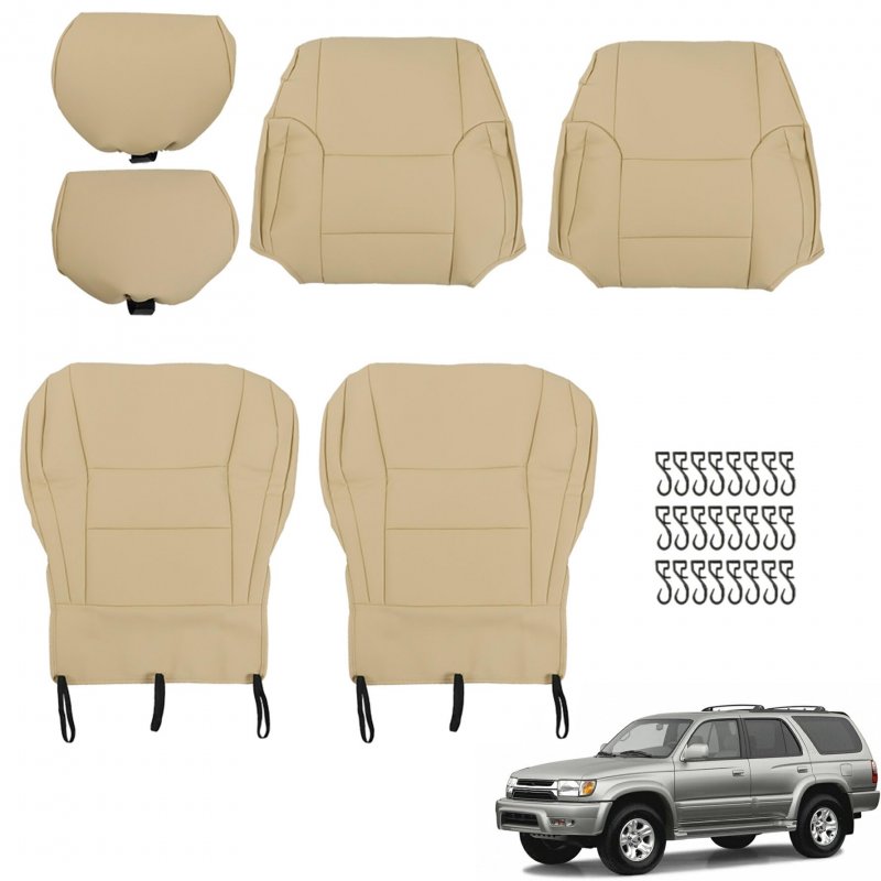 6pcs Beige Bottom And Lean Back Seat Cover With Headrest Front Driver Passenge Replacement For 1996-2002 4runner Sport Utility