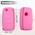 X Autohaux Pink Silicone Keyless Entry Car Remote Control Key Fob Shell Case Cover Protector For Volkswagen Jetta Gti Passat