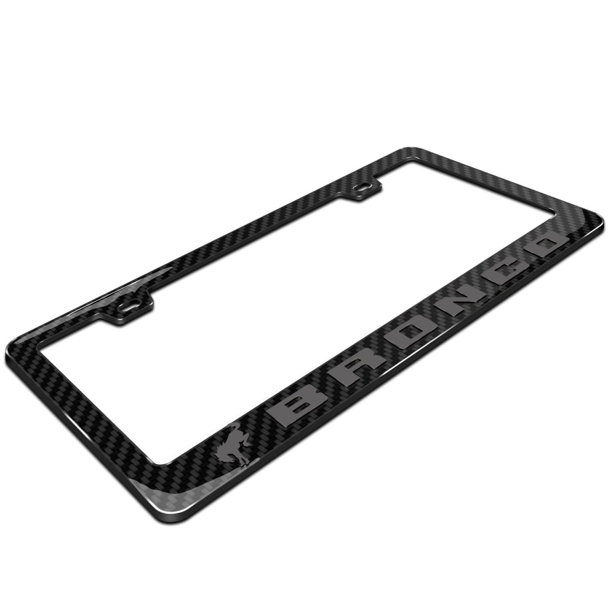 Ford Bronco License Plate Frame 3d Gray Letters On Real Carbon Fiber Finish Abs Plastic 12 In X 6 Glossy With Screw Covers