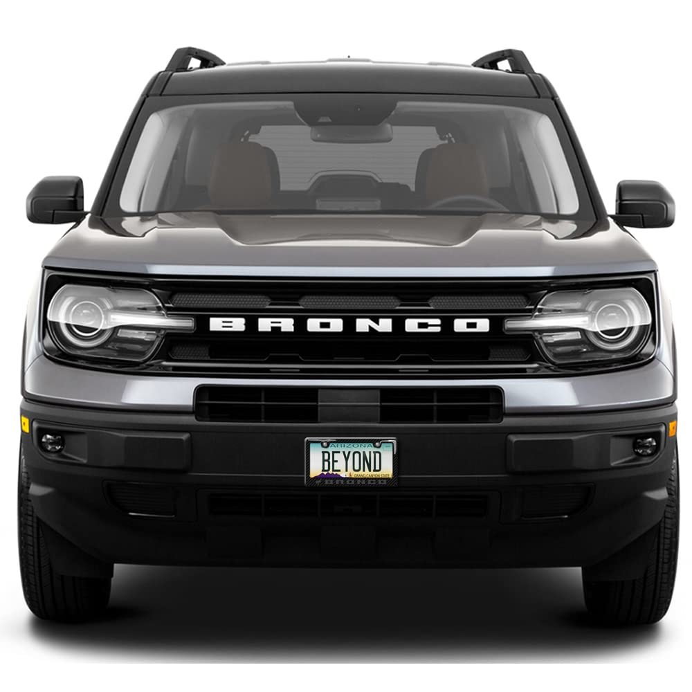 Ford Bronco License Plate Frame 3d Gray Letters On Real Carbon Fiber Finish Abs Plastic 12 In X 6 Glossy With Screw Covers