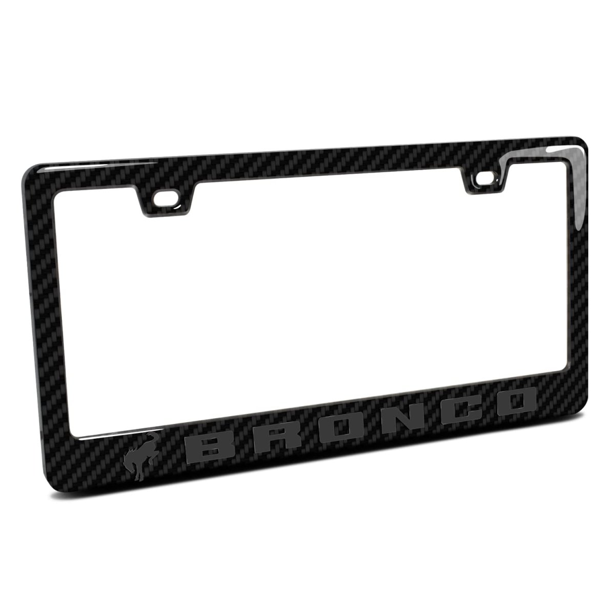 Ford Bronco License Plate Frame 3d Gray Letters On Real Carbon Fiber Finish Abs Plastic 12 In X 6 Glossy With Screw Covers