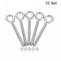 Uxcell M6x60mm Eye Hooks Screws Bolts Kit 10pcs Carbon Steel Hanger Eyelet Screw With Hex Nuts For Metal Hook Wood Terminal
