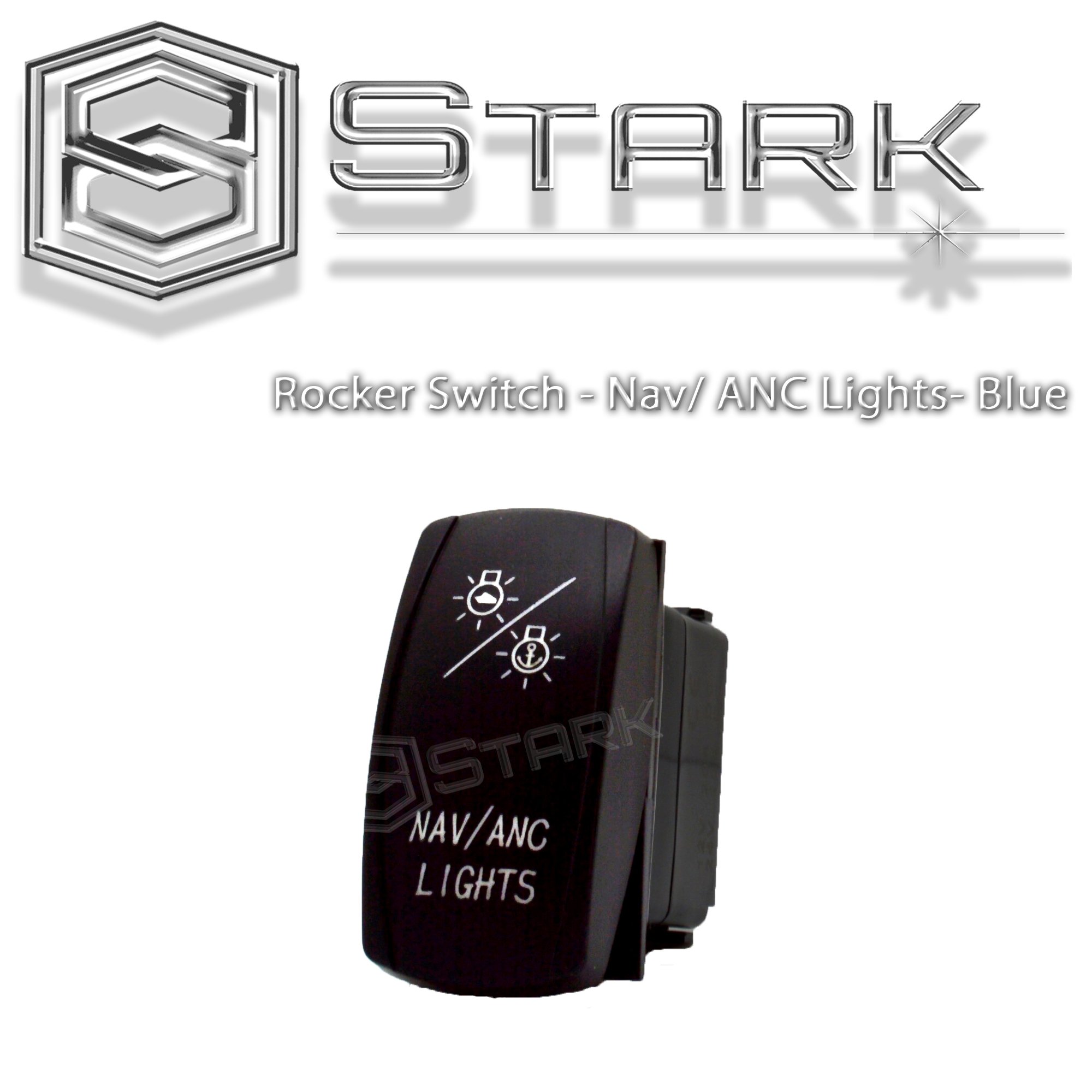 Stark Laser Etched Led Rocker Switch Dual Light 20a 12v On Off 5pin Blue Nav Anc Lights Design
