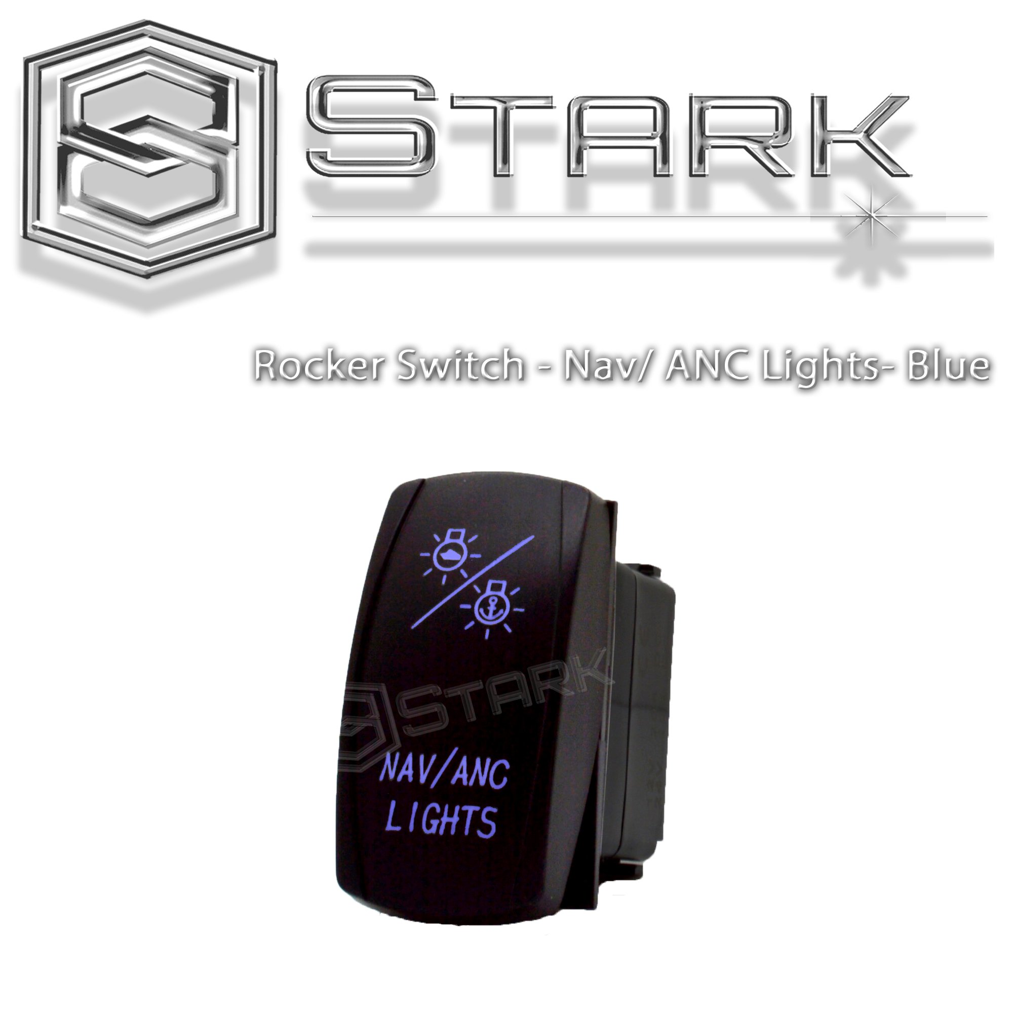 Stark Laser Etched Led Rocker Switch Dual Light 20a 12v On Off 5pin Blue Nav Anc Lights Design