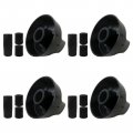 4x Universal Control Knobs Replacement With 12x Adapters Fit For Stove Range And Oven Black