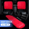 Universal Car Seat Cover Set Cushion For Front Rear Shearling Wool Mat Red 1