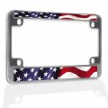 Fastasticdeals Metal Insert Bike License Plate Frame American National Flag Usa B Weatherproof Motorcycle Accessories Chrome 4 