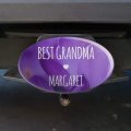 Personalized Custom 1 Line Best Grandma Grandmother Purple Oval Tow Trailer Hitch Cover Plug Insert