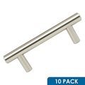 10 Pack Rok Hardware Contemporary 3 76mm Hole Centers Euro Style Brushed Nickel Pull Handle 4-9 16 116mm Overall Length 